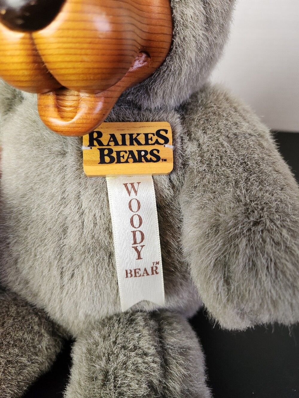 Vintage Robert Raikes Woody Teddy Bear Plush Wooden Face & Paws Applause - Picture 9 of 12